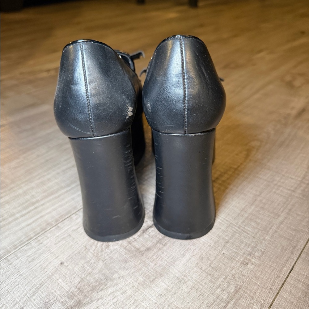 Strange Cvlt Banshee Loafer Heels – Black Vegan Leather - Picture 5 of 12